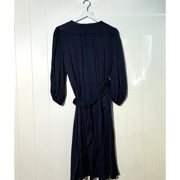 Soaked Studio NWT · XL · Eline Wrap Dress · Viscose Blend · Navy · Puff Sleeve - Picture 7 of 12